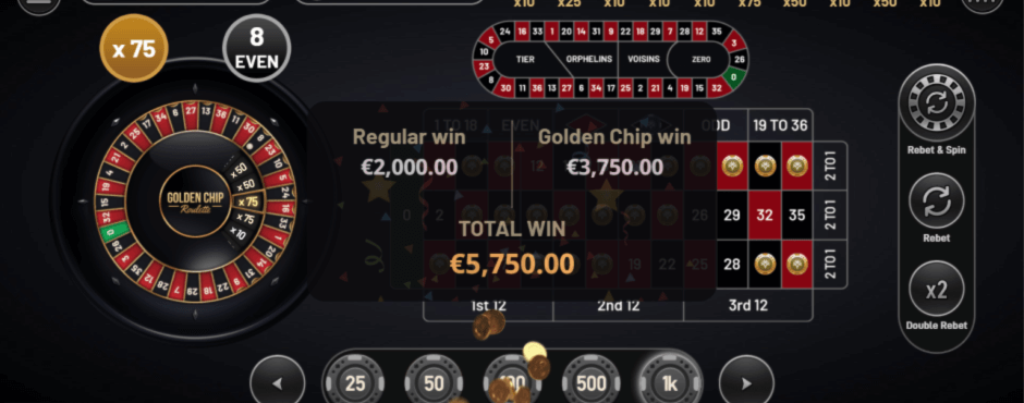 Golden Chip Roulette - vinster