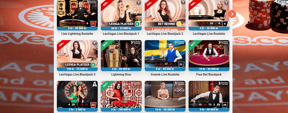 Leovegas live casino utbud